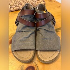 Blowfish Malibu women’s canvas/faux leather zipper sandals 8